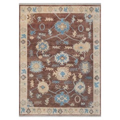 8x10 Brown & Ivory Traditional Oushak Design Hand Knotted Wool Rug ( MT - 374 )