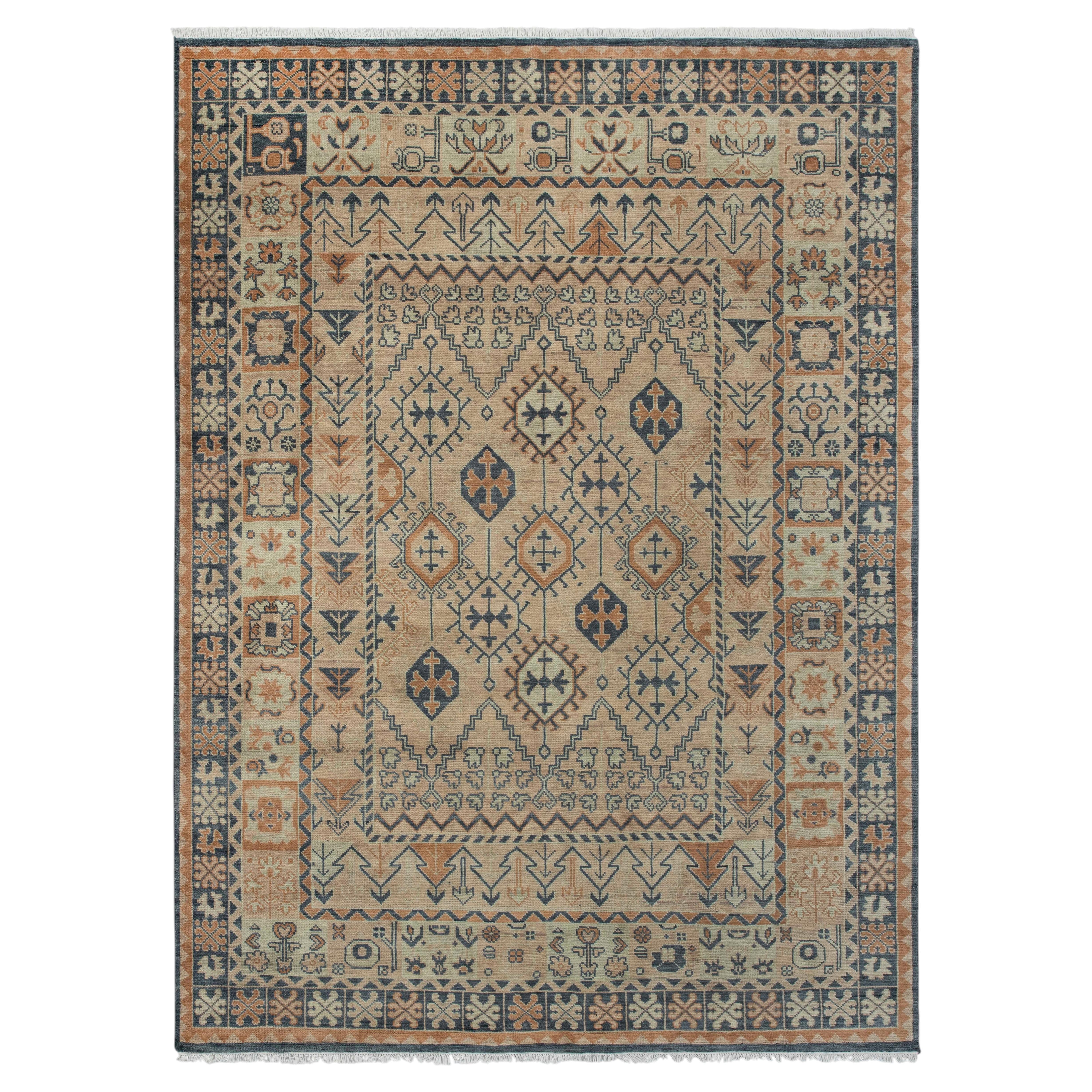 9x12 Beige Tribal Oushak Hand Knotted Wool Rug ( G - 15725 )
