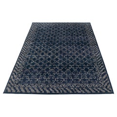 8x10 Navy Pattern Modern Traditional Hand Knotted Wool Rug ( G - 9093 )