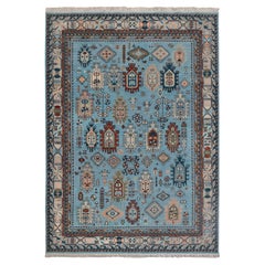 9x12 Blue Retro Karaje Kazak Hand Knotted Wool Rug ( 1308 )