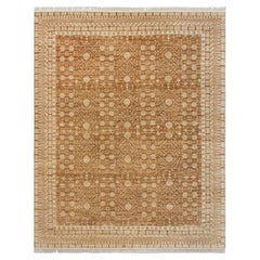 Traditioneller handgeknüpfter Wollteppich aus Khotan, 8 x 10, kamelbeige (JC - 13297)
