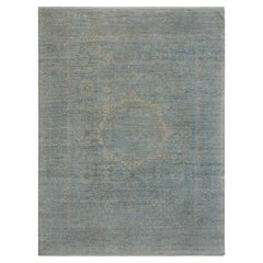 12x15 Blue Oushak Distressed Vintage Turkish Hand Knotted Wool Rug ( JC - 15229)