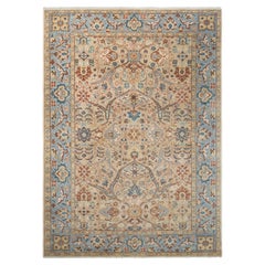 9x12 Beige Blue Traditional Oushak Hand Knotted Wool Rug ( G - 15804 )