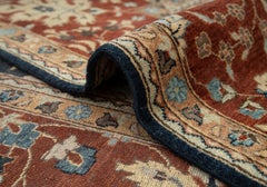 Tapis persan authentique de Kerman « Sickle », noué à la main, couleur « Rust Navy », 10 x 14 (G - 15862)