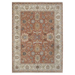 Tapis en laine noué à la main, motif floral persan traditionnel « Rust », 9 x 12 (G - 15794)