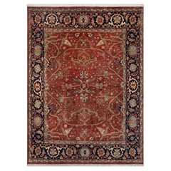 Alfombra tradicional persa Heriz Serapi de 8x10, con motivos florales, tejida a mano en lana (G - 15796)