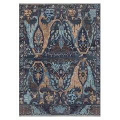 Alfombra de lana Bidjar persa, anudada a mano, de color azul carbón, de 9x12 (JC - 14299)