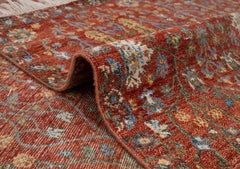 Alfombra de lana tejida a mano «Árbol de la vida» para jardín, roja, de 5x8 (JC - 10898)