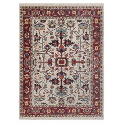 8x10 Ivory Red Floral Motif Hand Knotted Wool Rug ( JC - 7272 )