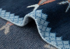6x9 Navy Blue Fish Motifs Hand Knotted Soft Wool Rug ( G - 16121 )