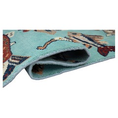 4x30 Blue Fish Hand Knotted Runner For Hallway / Staircase Rug ( G - 15937 )