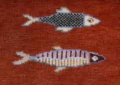 4x30 Rust Fish Hand Knotted Runner For Hallway / Staircase Rug ( G - 15764 )