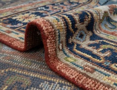 6x9 Rust Blue Persian Serapi Hand Knotted Wool Rug ( G - 16123 )
