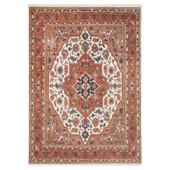 12x18 Rust Coral Persian Serapi Hand Knotted Wool Area Rug ( SE - 57 )