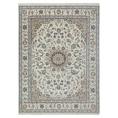 9x12 Nain Indo Medallion High KPSI Hand Knotted Wool Silk Rug ( G - 16249 )