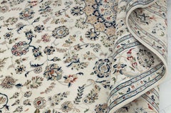 9x12 Nain Indo Medallion High KPSI Hand Knotted Wool Silk Rug ( G - 16249 )
