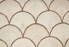 Natural Scallop Abaca Rug, Handwoven Area Rug, Organic Boho Coastal Home Decor