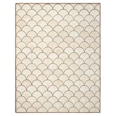 Natural Scallop Abaca Rug, Handwoven Area Rug, Organic Boho Coastal Home Decor