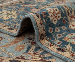8x10 Teal Blue Persian Kerman Sickle Hand Knotted Wool Rug ( G - 15877 )