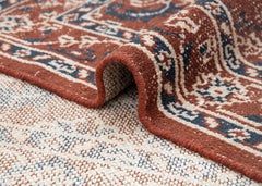 Tappeto annodato a mano in stile Sultanabad con motivo a reticolo di rombi color ruggine e blu navy, 6x9 (G-16584)