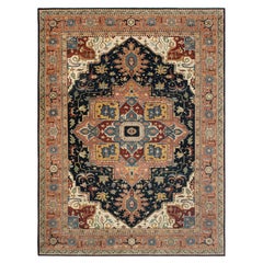 Tappeto in lana annodato a mano Serapi Heriz, 10x14, colore Navy Rust (G - 16777)