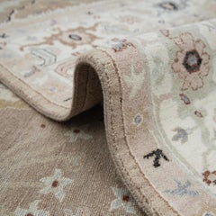 9 x 12, beige mit elfenbeinfarbenem Rand, handgeknüpfter Wollteppich im Sultanabad-Stil (G - 14805)