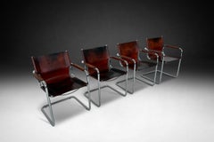 Set of 4 Matteo Grassi Dining Room Chairs in Cognac Leather, Italy 1970s