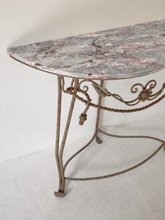 Wrought Iron & Marble Console Table