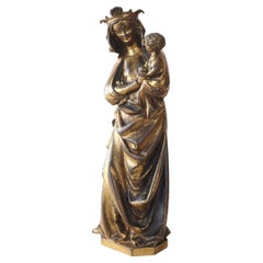 19th century French bronze statuette of a Virgin and Child