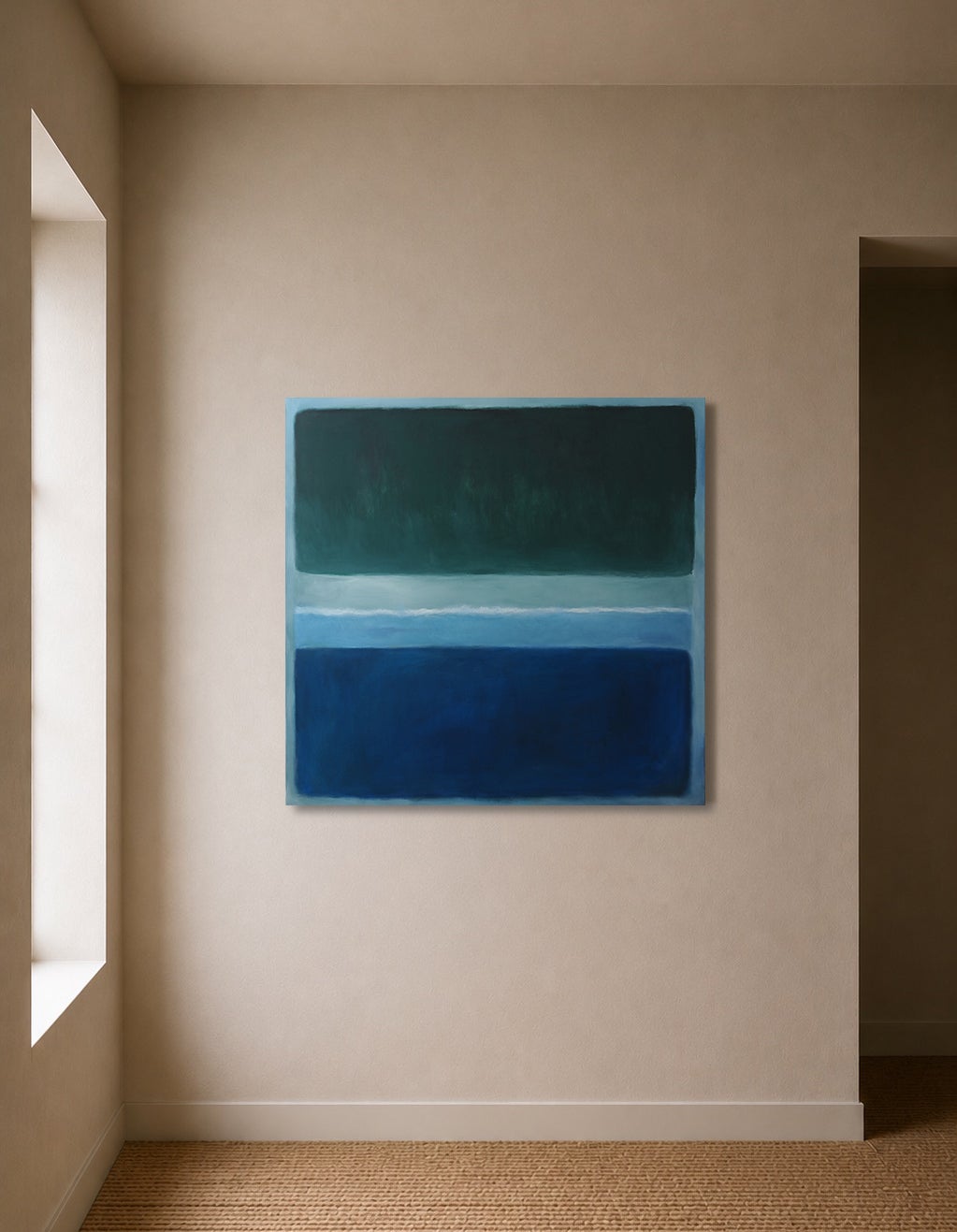 ‘Teal I’ Abstract Painting, Colour-Field Style, Excellent For Sale