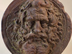 Head of Zeus Cast Iron Relief sculpture. English 19th century. Wall mounted.