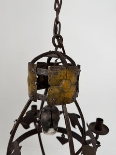 Swedish Hand-Forged Wrought Iron Chandelier, 1930s