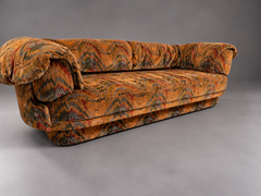 Rare Howard Keith Sofa, Harrods London, 1970s – Original Earth-Toned Upholstery