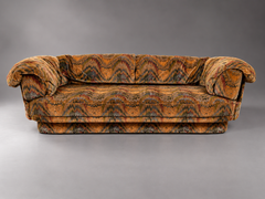 Rare Howard Keith Sofa, Harrods London, 1970s – Original Earth-Toned Upholstery