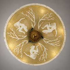 Swedish Grace Ceiling Light with Hand-Decorated Glass and Mythologic Motifs