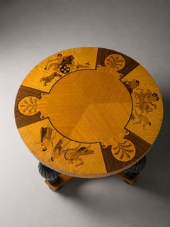 Birger Ekman Swedish Modern Marquetry Center Table for Mjölby Intarsia, 1930s