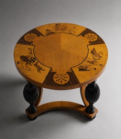 Birger Ekman Swedish Modern Marquetry Center Table for Mjölby Intarsia, 1930s