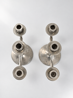 Jacob Ängman for GAB – Pair of Swedish Art Deco Pewter Candelabras, Sweden, 1930