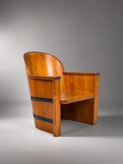Åby Möbelfabrik Pine and Iron Armchair, Sweden, 1930s