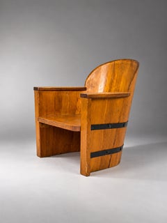 Åby Möbelfabrik Pine and Iron Armchair, Sweden, 1930s