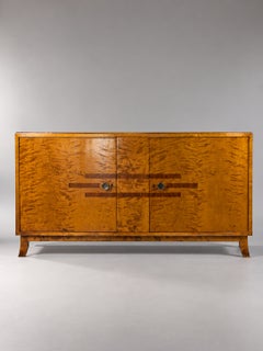 Swedish Grace Birch Sideboard with Marquetry, Sweden, 1920s