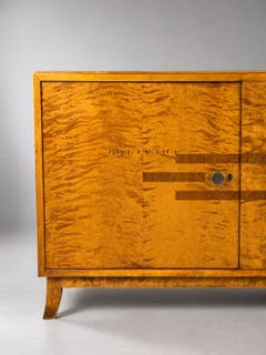 Swedish Grace Birch Sideboard with Marquetry, Sweden, 1920s
