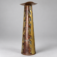 Per-Lennart Skoog, schwedische moderne, handgehämmerte Vase aus Kupfer und Messing