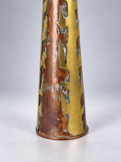 Per-Lennart Skoog, schwedische moderne, handgehämmerte Vase aus Kupfer und Messing