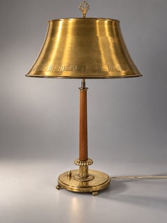 Harald Notini for Böhlmarks, Monumental Table Lamp in Brushed Brass and Mahogany