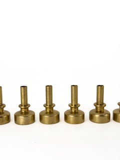 Hans-Agne Jakobsson Set of Eight Solid Brass Mini Candleholders, Sweden.