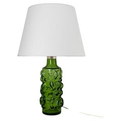 Scandinavian Modern Green Art Glass Table Lamp, Sweden, 1970s