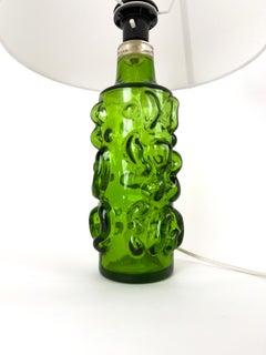 Scandinavian Modern Green Art Glass Table Lamp, Sweden, 1970s