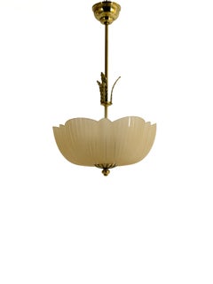 Swedish Designer Brass Ceiling Lamp, 1940s