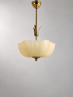 Swedish Designer Brass Ceiling Lamp, 1940s